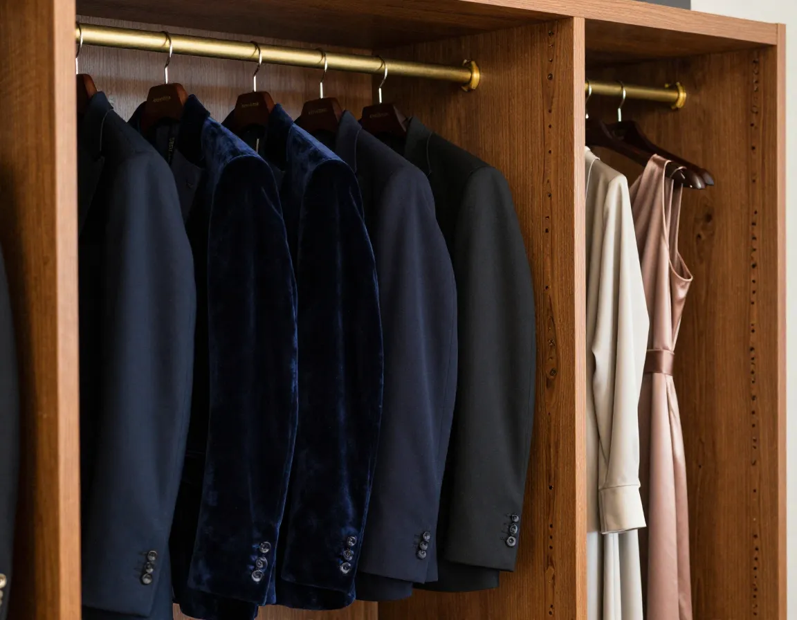 Elegant wardrobe with premium clothing collection