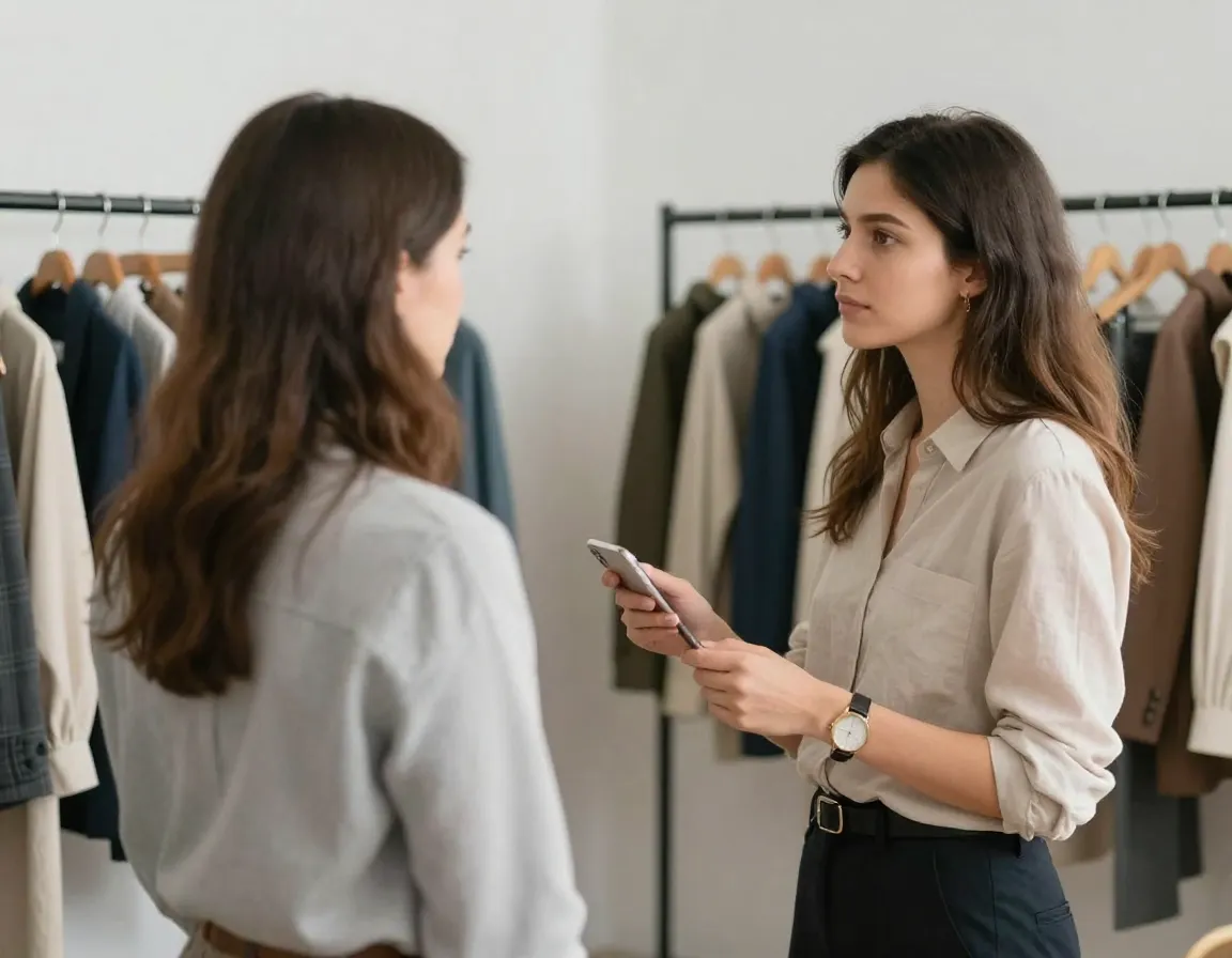 Professional style consultation session with wardrobe expert